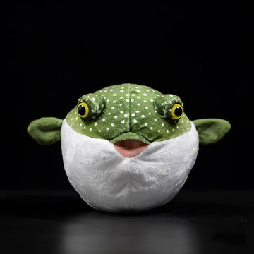 Realistic Green Spotted Puffer Fish Stuffed Animal Plush Toy